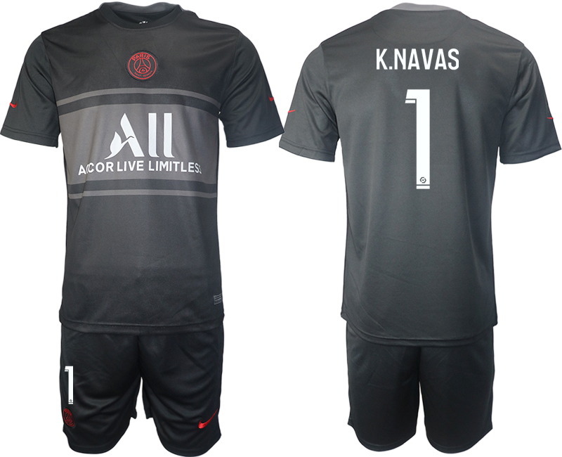 Men 2021-2022 Club Paris St German Second away black #1 Soccer Jersey